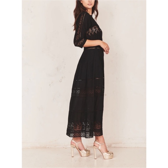 LoveShackFancy Beth Lace Maxi Dress in Black Eyelet - Picture 13 of 16